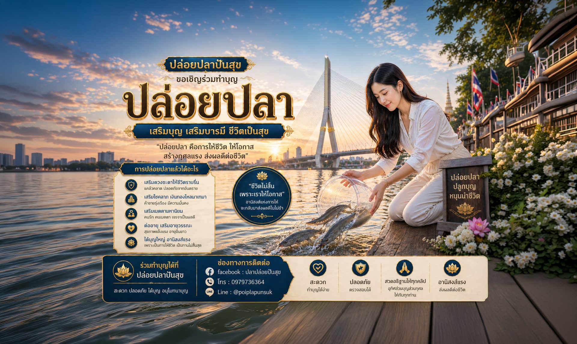 จัดส่งปลาปล่อย ปลาหน้าเขียง วัดเทวราชกุญชร วัดราชาธิวาส ปล่อยปลาปันสุข